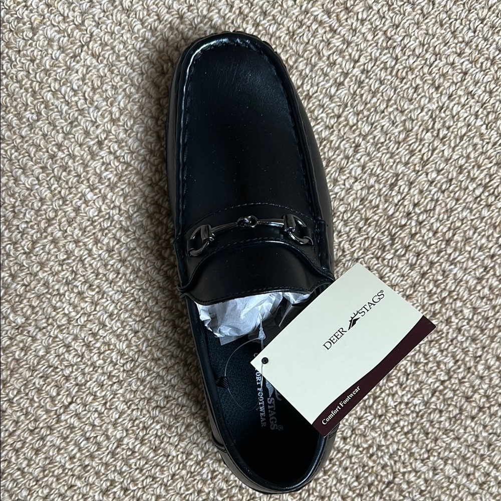 New Boys Deer Stags Black Dress Shoes - Picture 2 of 4